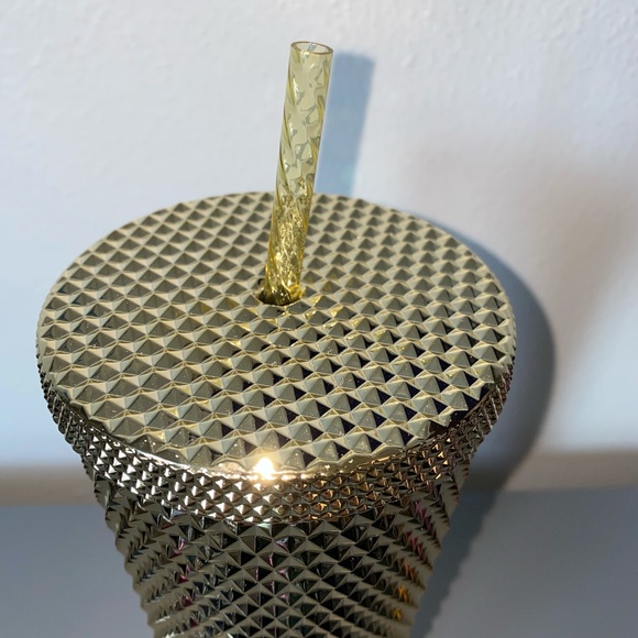 NWT Starbucks Chrome Metallic Gold Studded Bling 24oz Venti Tumbler - Picture 3 of 4